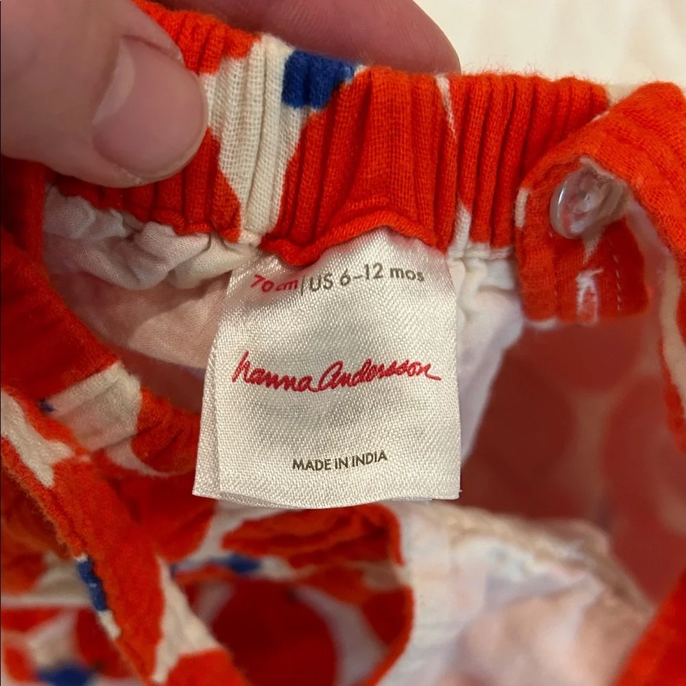 HANNAH ANDERSSON Red and Blue Apple Print Baby Romper - Picture 3 of 3